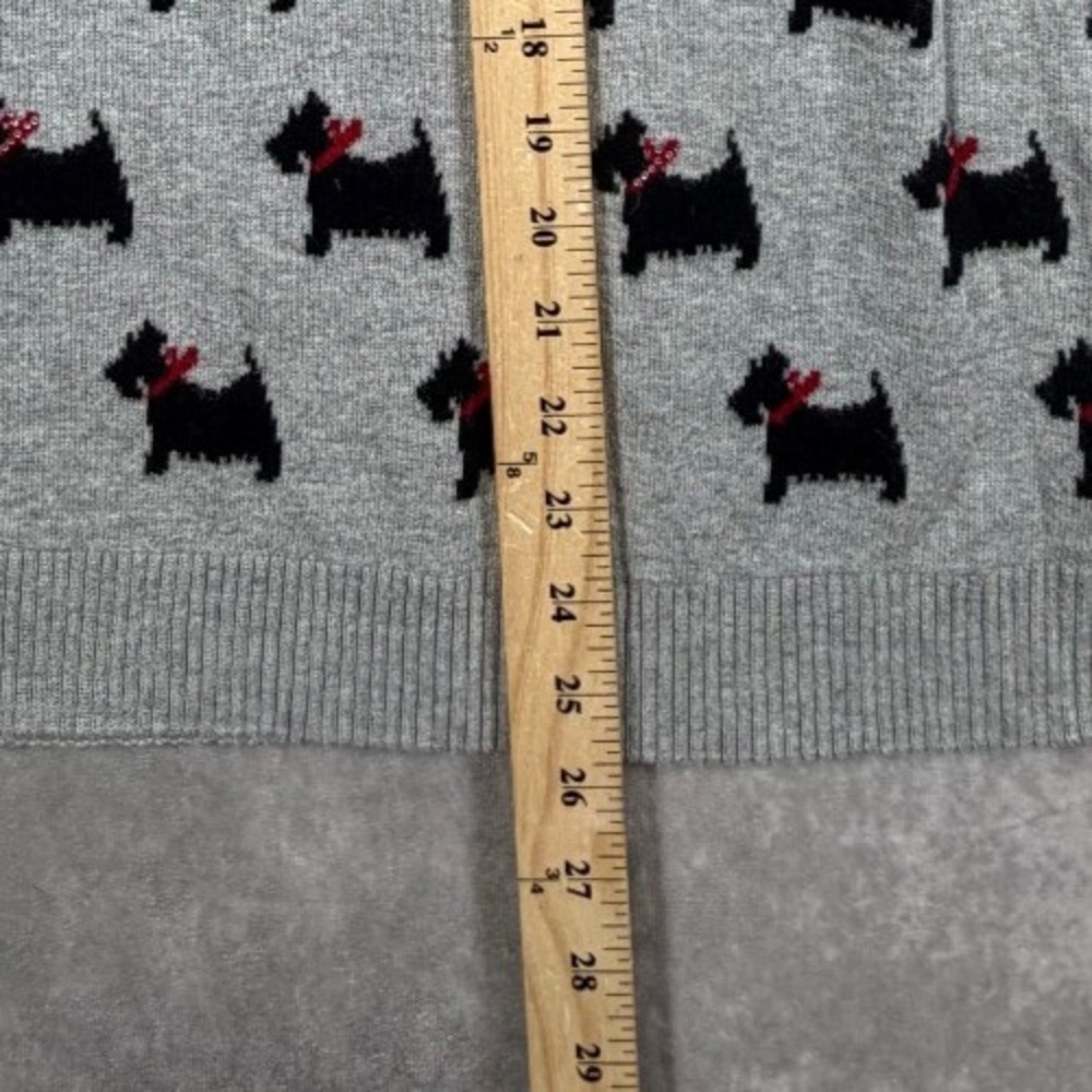Charter Club Womens Large Sweater Gray Scottie Dog Scottish Terrier Christmas - Picture 6 of 9
